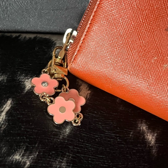 PRADA Orange Leather Zip Around Wallet Clutch - Picture 2 of 16